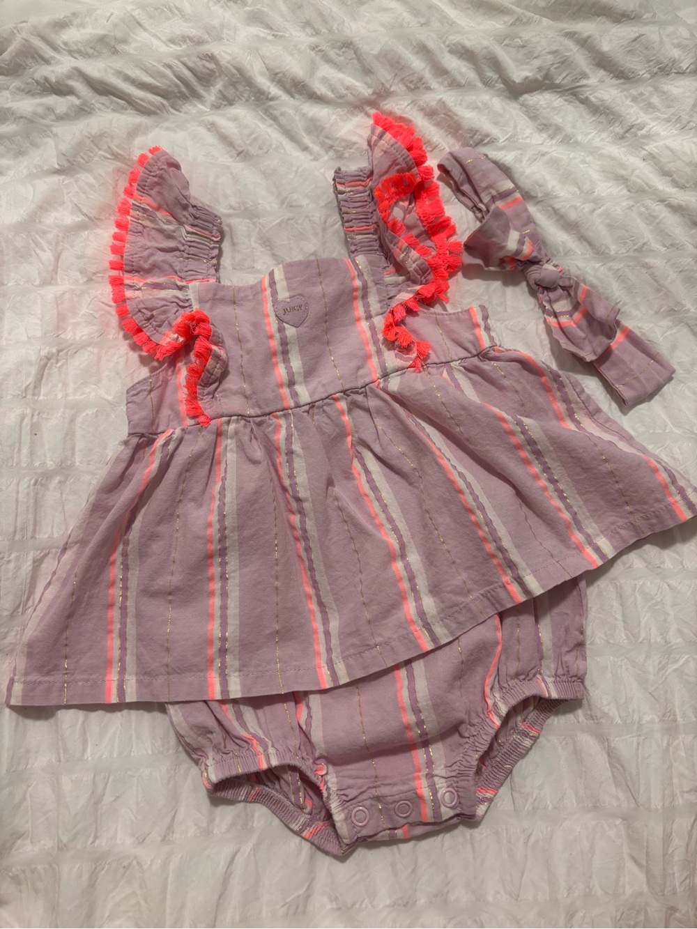 Juicy Couture Baby Girl Dress Bodysuit with Headband 18M